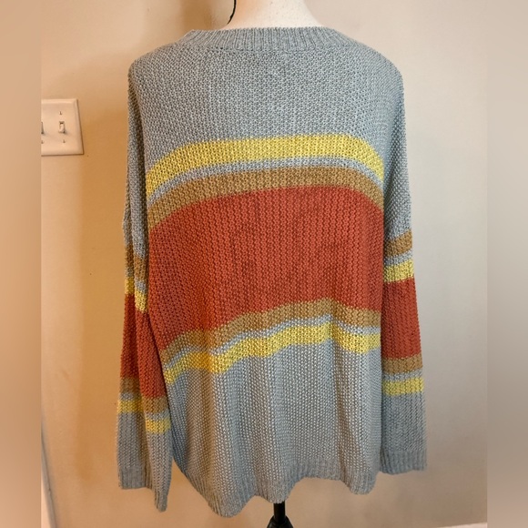 Kori wide striped knit Lagenlook boho sweater SZ XL - Picture 4 of 13